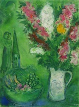  pas - Le clocher d’Orgival gouache et pastel contemporain Marc Chagall